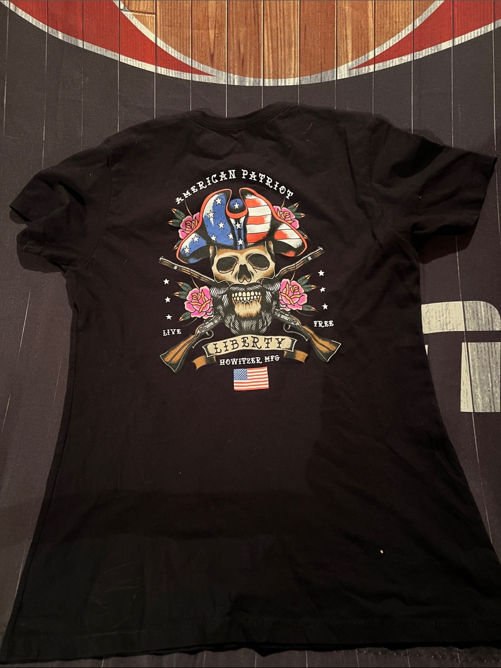 Liberty Howitzer MFG Women’s Black Short Sleeve Tee - American Patriot Skull